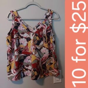 torrid Floral V-Neck Sleeveless Camisole in Black, Yellow, Pink, Red